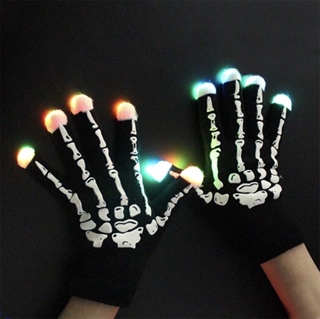 LED handsker med multifarvet lys på fingerspidserne